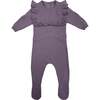 Ruffle Bib Long Sleeve Footie, Lavender - Footie Pajamas - 1 - thumbnail