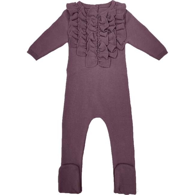 Ruffle Chest Long Sleeve Footie, Berry