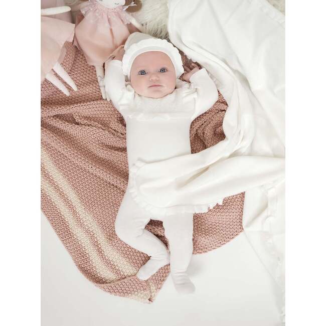 Ruffle Bib Long Sleeve Footie, Ivory - Footie Pajamas - 2