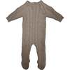 Multi Knit Long Sleeve Footie, Beige - Footie Pajamas - 1 - thumbnail