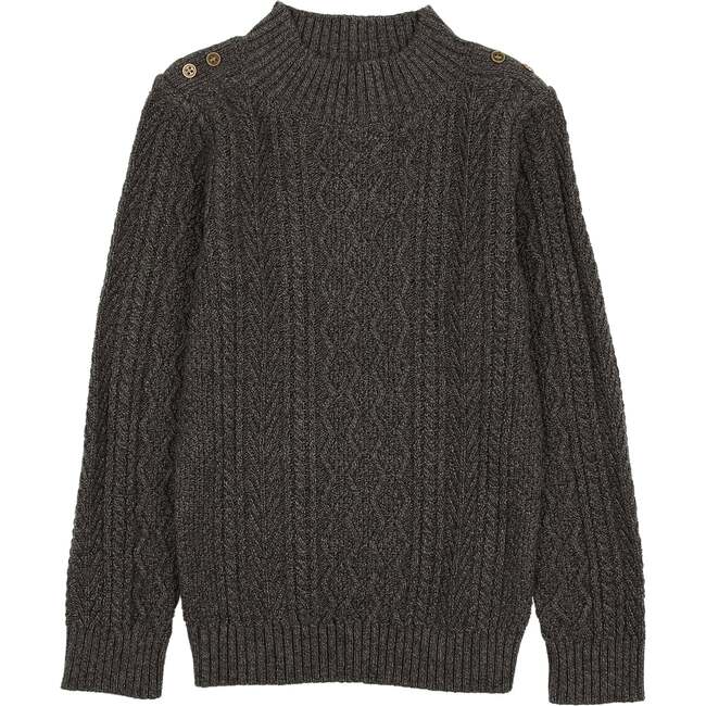 Marled Multi Knit Crew Fit Sweater, Charcoal