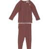 Multi Knit Shoulder Snap Long Sleeve Sweater & Pant 2-Piece Set, Berry - Mixed Apparel Set - 1 - thumbnail