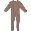 Marled Multi Knit Crew Neck Sweater Long Sleeve Footie, Taupe - Footie Pajamas - 1 - thumbnail