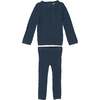 Marled Multi Knit Crew Neck Sweater & Pant 2-Piece Set, Blue - Mixed Apparel Set - 1 - thumbnail