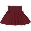 Girls Terry Ribbed Wide High Waist A-Line Short Skirt, Maroon - Skirts - 1 - thumbnail