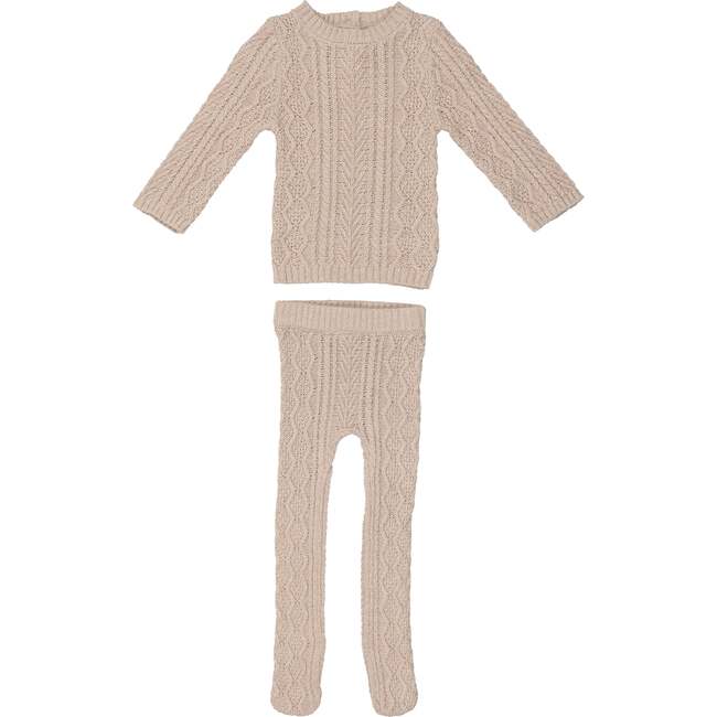 Marled Multi Knit Crew Neck Sweater & Pant 2-Piece Set, Sand