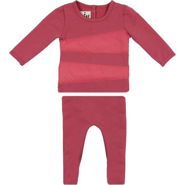 Puffed Triangle Long Sleeve Top & Pant 2-Piece Set, Berry