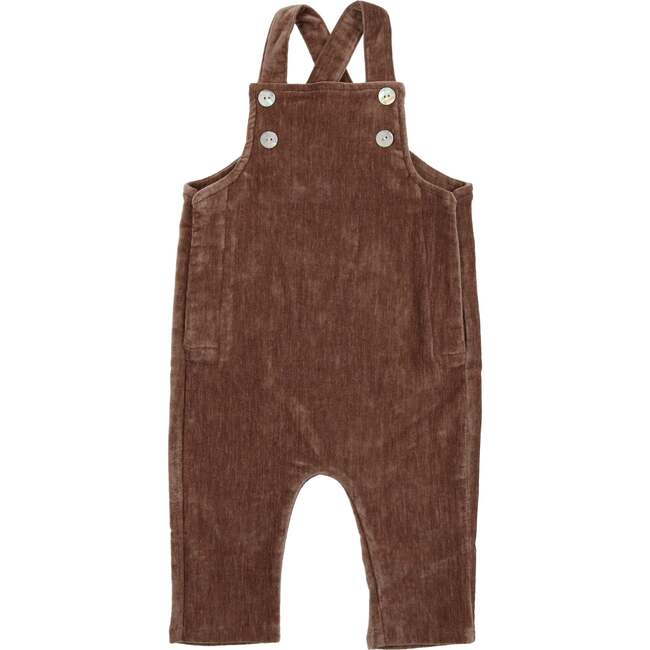 Pretty Poinsettia Corduroy Cross Shoulder Strap Overalls, Brown - Rompers - 1