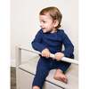 Marled Multi Knit Crew Neck Sweater & Pant 2-Piece Set, Blue - Mixed Apparel Set - 2