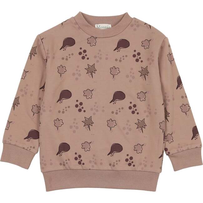 Girls Super Bubble Ribbed Crew Neck Sweater Top, Mauve