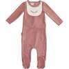 Girl's Embroidered Bib Long Sleeve Footie, Mauve - Footie Pajamas - 1 - thumbnail