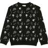 Girls Super Bubble Ribbed Crew Neck Sweater Top, Black - Sweaters - 1 - thumbnail