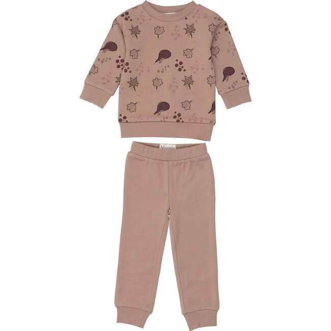 Girls Super Bubble Sweatshirt & Sweatpant 2-Piece Set, Mauve