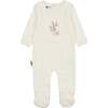 Floral Embroidered Long Sleeve Footie, Girls Cream - Footie Pajamas - 1 - thumbnail