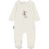 Floral Embroidered Round Neck Footie, Boys Cream - Footie Pajamas - 1 - thumbnail