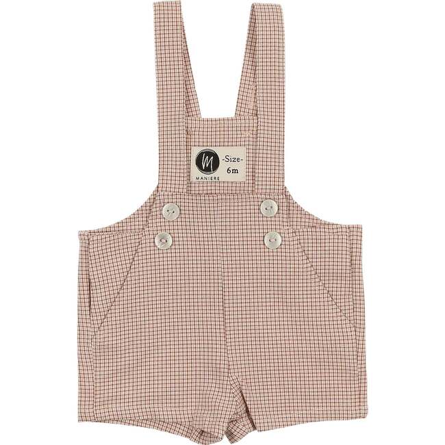 Lurex Check Cross Shoulder Strap Short Overalls, Red