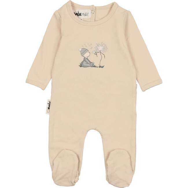 Little Wish Long Sleeve Footie, Beige - Footie Pajamas - 1