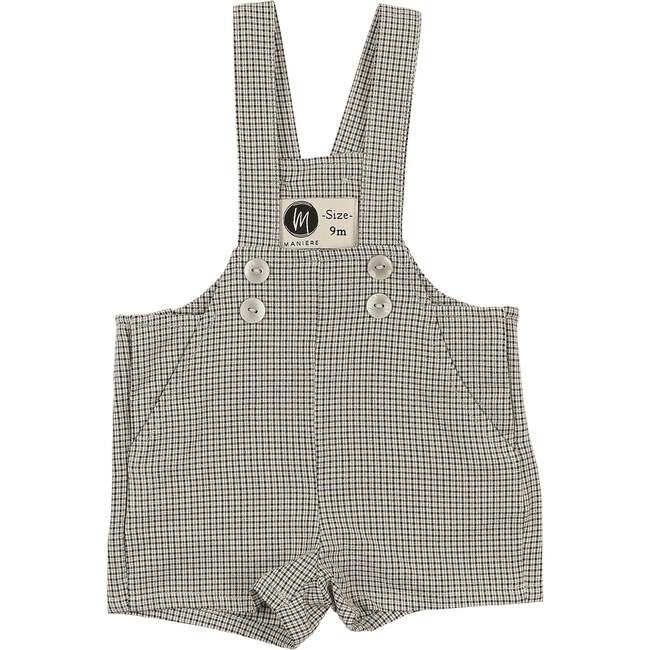 Lurex Check Cross Shoulder Strap Short Overalls, Black & White - Rompers - 1