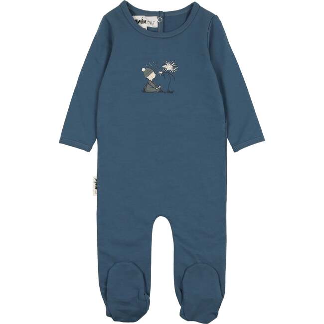 Little Wish Long Sleeve Footie, Dusty Blue