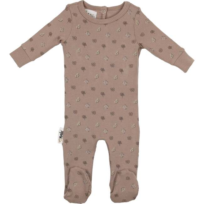 Little Leaves Long Sleeve Footie, Taupe (Boy) - Footie Pajamas - 1