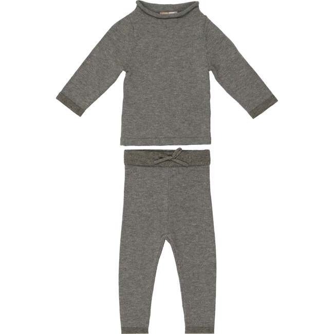 Half Flecked Long Sleeve Sweater & Pant 2-Piece Set, Grey