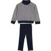 Kids Unisex Soft Gingham Turtle Neck Sweatshirt & Legging Set, Navy - Mixed Apparel Set - 1 - thumbnail