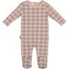 Houndstooth Long Sleeve Footie, Mauve - Footie Pajamas - 1 - thumbnail