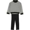 Kids Unisex Soft Gingham Turtle Neck Sweatshirt & Legging Set, Black - Mixed Apparel Set - 1 - thumbnail