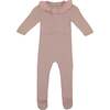 Flecked Collar Long Sleeve Footie, Pale Mauve - Footie Pajamas - 1 - thumbnail