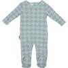 Houndstooth Long Sleeve Footie, Powder Blue - Footie Pajamas - 1 - thumbnail