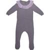 Flecked Collar Long Sleeve Footie, Lavender - Footie Pajamas - 1 - thumbnail