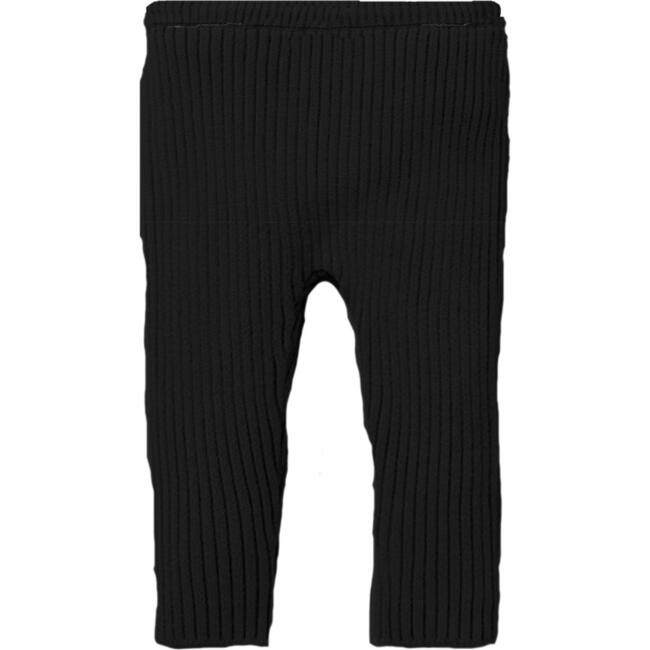 Fine Ribbed Knit Slim Fit Pants, Black