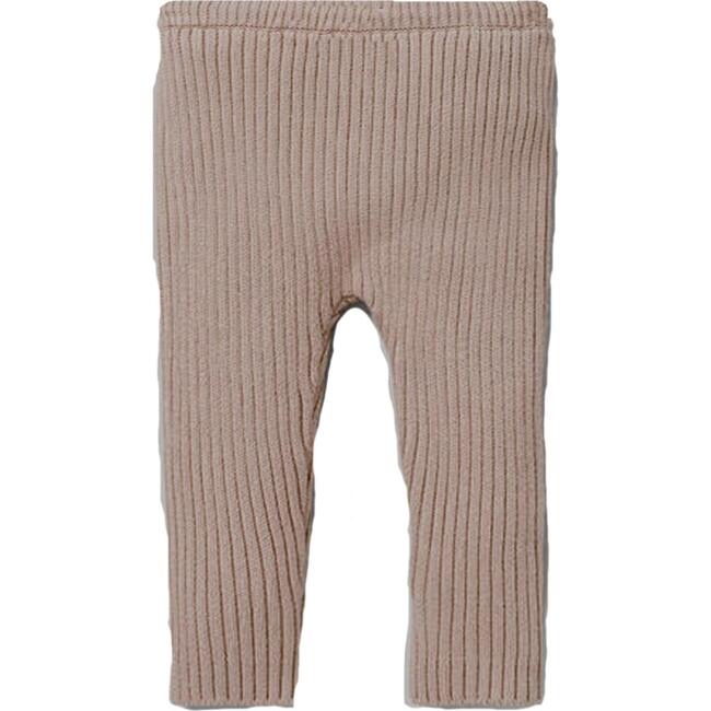 Fine Ribbed Knit Slim Fit Pants, Heather Sand