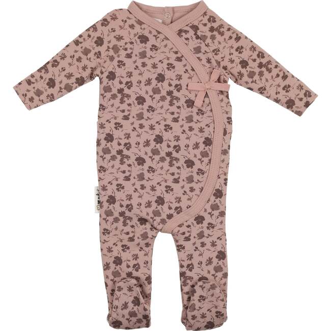 Fall Floral Long Sleeve Footie, Mauve - Footie Pajamas - 1