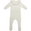 Flecked Collar Long Sleeve Footie, Ivory - Footie Pajamas - 1 - thumbnail