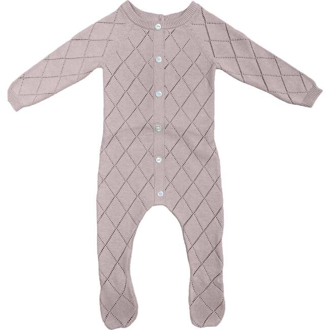 Diamond Pointelle Long Sleeve Footie, Pale Mauve