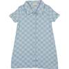 Denim Check Rolled Cuff Short Sleeve Shirt Dress, Light Blue - Dresses - 1 - thumbnail