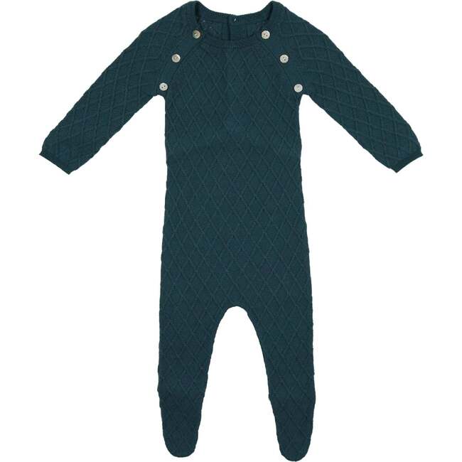 Diamond Knit Long Sleeve Footie, Deep Teal