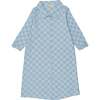 Denim Check Rolled Cuff Short Sleeve Shirt Dress, Light Blue - Dresses - 2