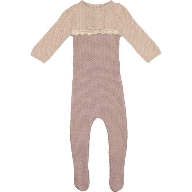 Cutie Color-Block Long Sleeve Footie, Mauve