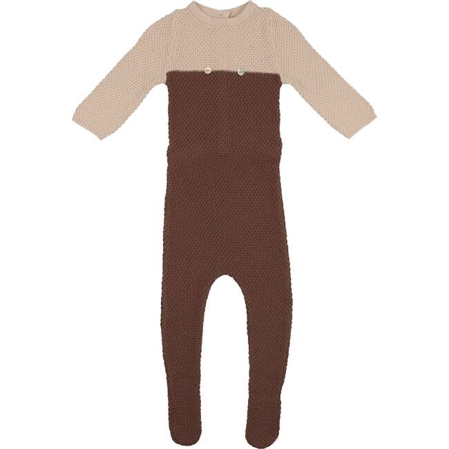 Cutie Color-Block Long Sleeve Footie, Mocha