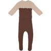 Cutie Color-Block Long Sleeve Footie, Mocha - Footie Pajamas - 1 - thumbnail