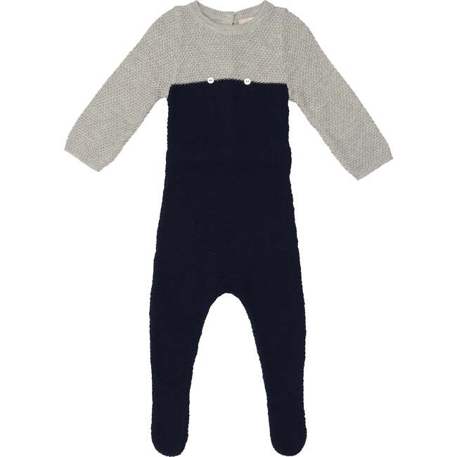 Cutie Color-Block Long Sleeve Footie, Navy