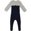 Cutie Color-Block Long Sleeve Footie, Navy - Footie Pajamas - 1 - thumbnail