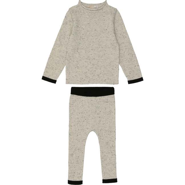 Flecked Turtle Neck Sweater & Pant 2-Piece Set, Ivory