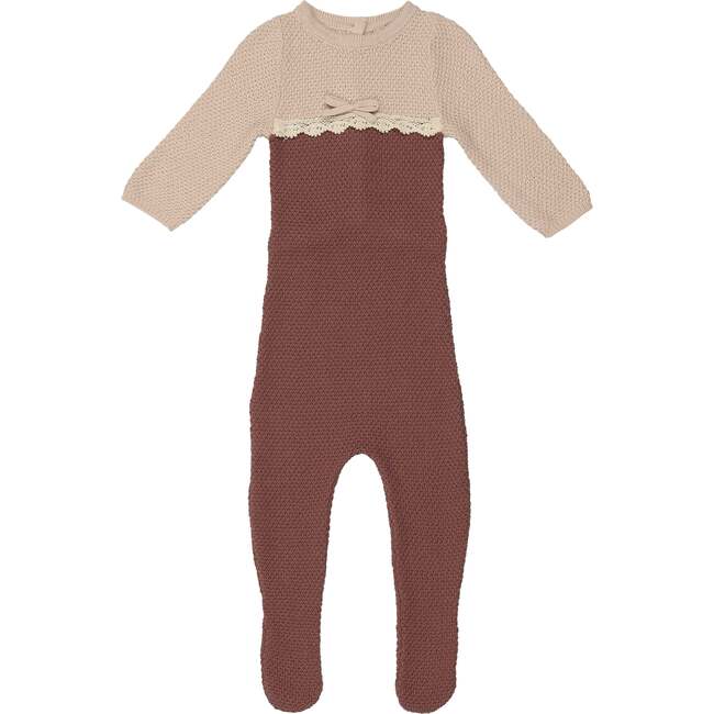 Cutie Color-Block Long Sleeve Footie, Berry