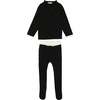 Flecked Turtle Neck Sweater & Pant 2-Piece Set, Black - Mixed Apparel Set - 1 - thumbnail