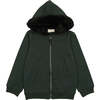 Couture Contrast Fur Lined Zip-Up Hoodie, Forest Green & Black - Sweaters - 1 - thumbnail