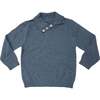 Flecked Diamonds High Neck Buttoned Sweater, Blue - Sweaters - 1 - thumbnail