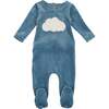 Cozy Cloud Long Sleeve Footie, Blue - Footie Pajamas - 1 - thumbnail